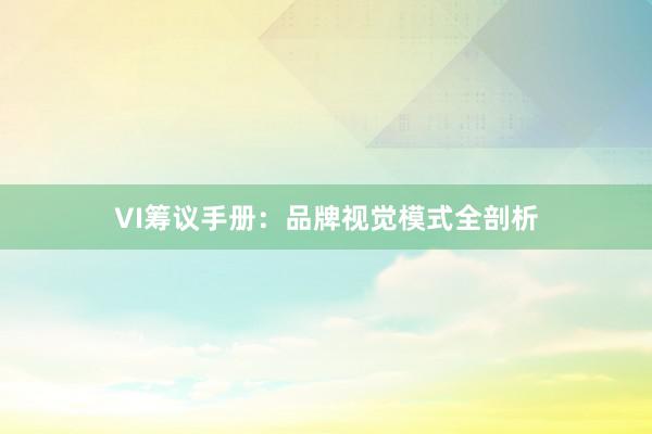 VI筹议手册：品牌视觉模式全剖析