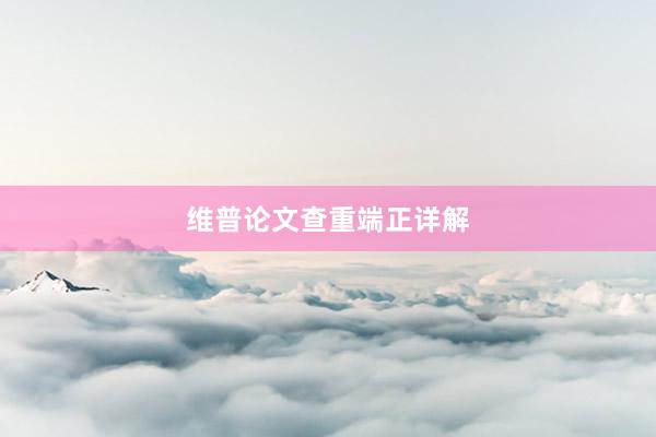 维普论文查重端正详解
